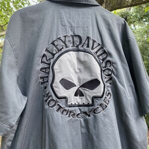 Vintage Harley Davidson Button Up Mechanic Shirt Mens Size XL